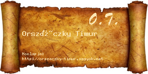 Orszáczky Timur névjegykártya